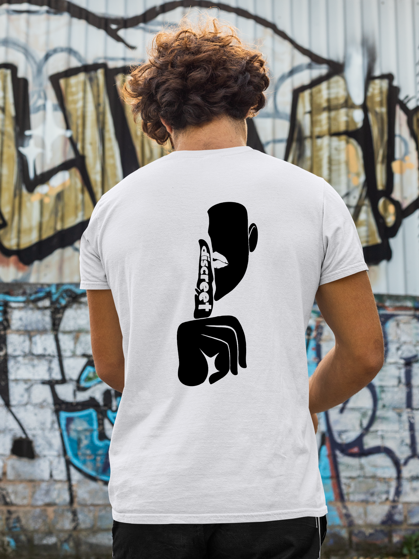 Discreet Alternate Black on White Tee