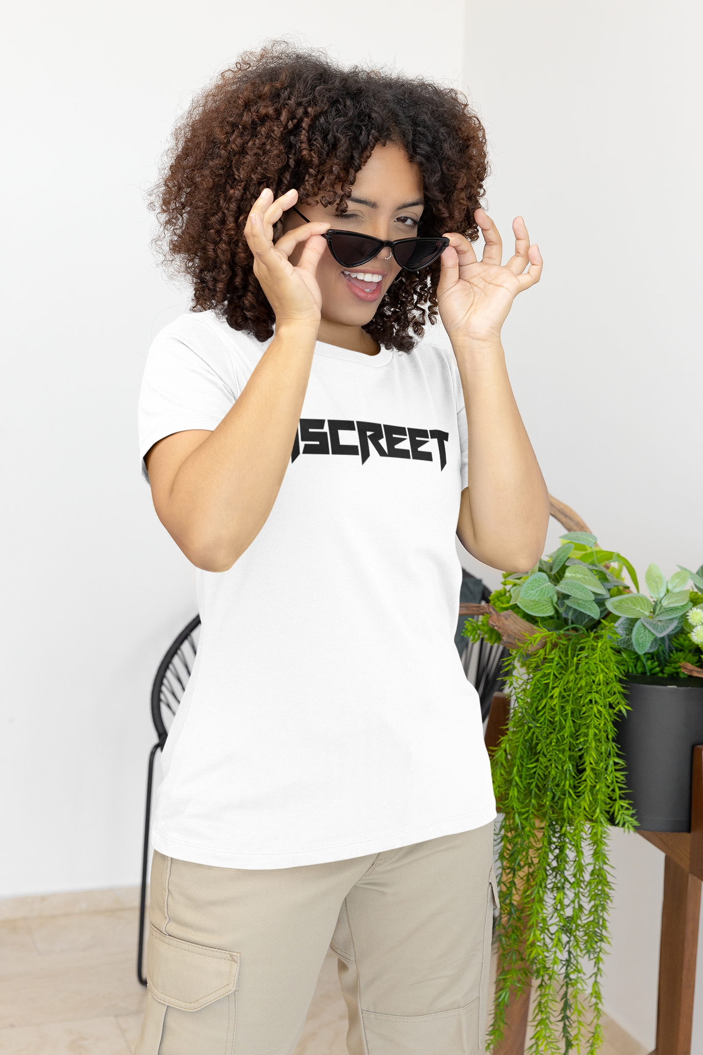 Discreet Alternate Black on White Tee