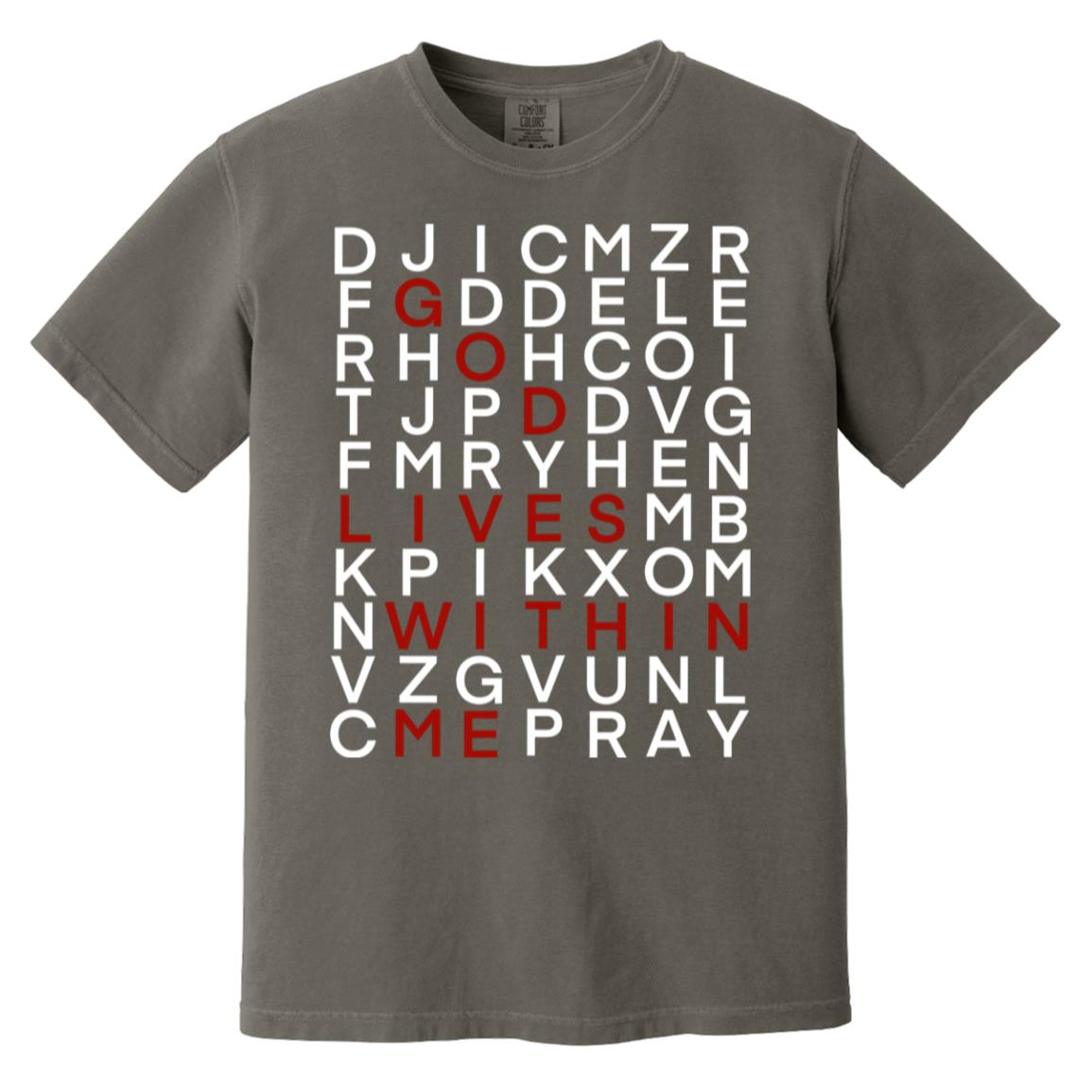 God Lives Within Me Word Finder Tee