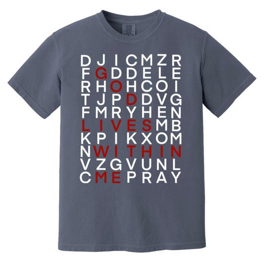 God Lives Within Me Word Finder Tee