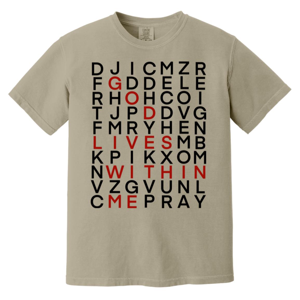 God Lives Within Me Word Finder Tee