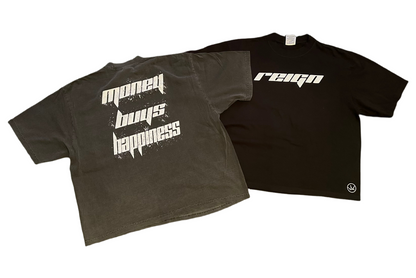 Money Buys Happiness Oversized Box Tee - Black