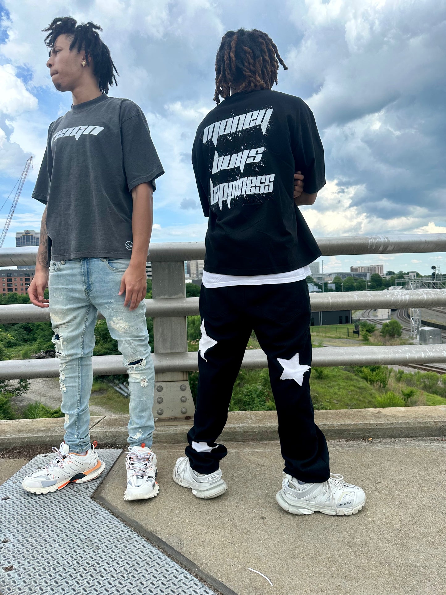 Money Buys Happiness Oversized Box Tee - Shadow